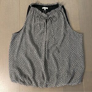 Max Studio Black White & Beige Polka Dot Sleeveless Blouse